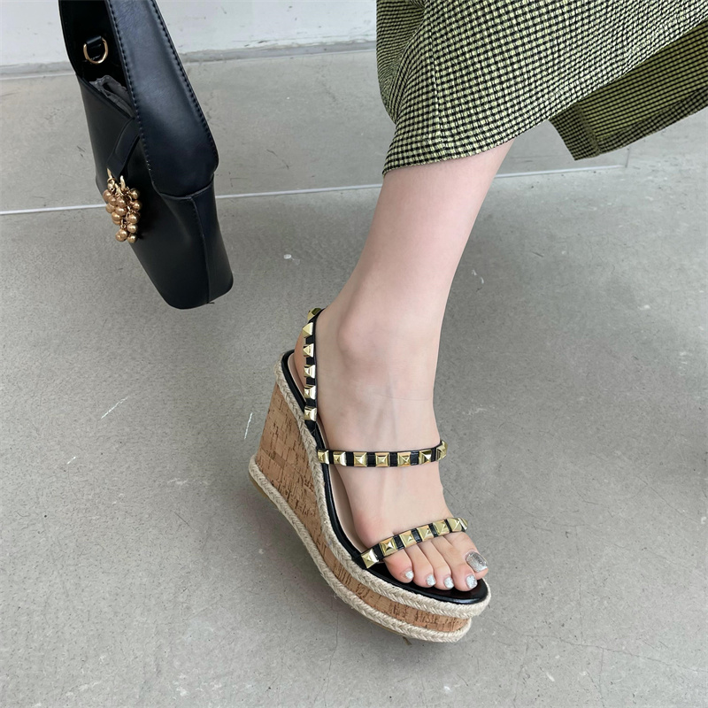2025 New Summer Fairy Style Thick Sole One-Strap Roman Wedge Sandals for Women 10.5cm - Style a134f8 - Image 3