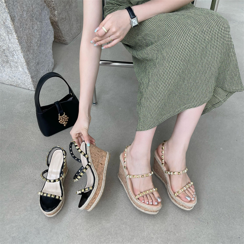 2025 New Summer Fairy Style Thick Sole One-Strap Roman Wedge Sandals for Women 10.5cm - Style a134f8 - Image 4