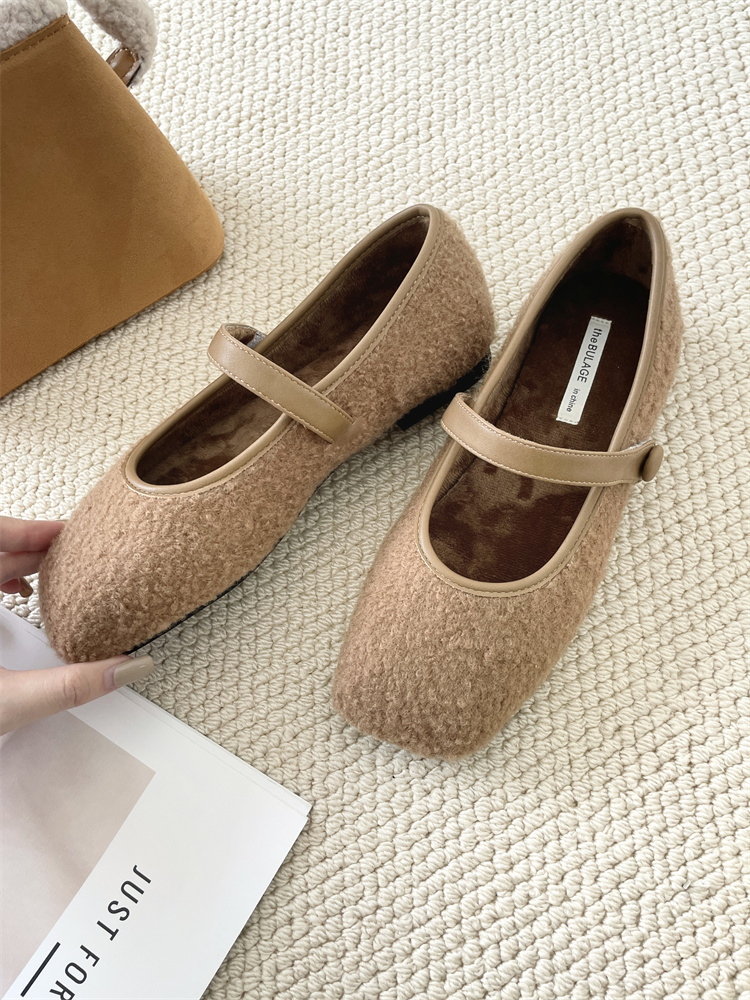 French Fairy Fluffy Mary Jane Shoes 2024 Autumn Winter Loafers Elegant Low Top Shoes - Image 3