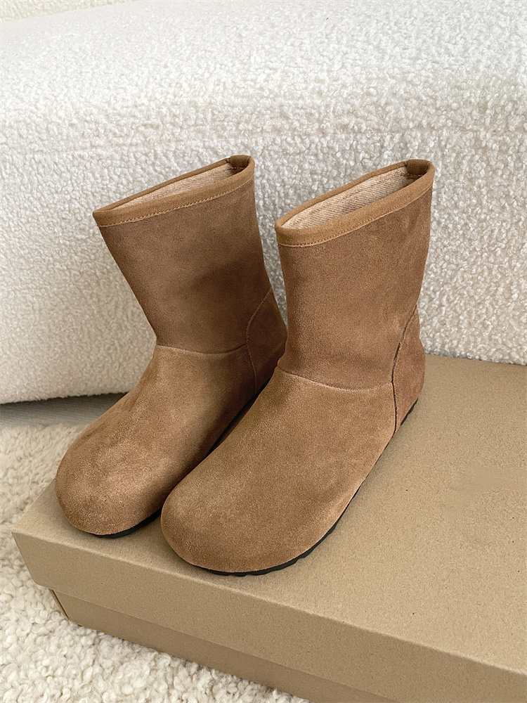 Genuine Leather Retro Martin Short Boots 2024 Winter Ankle Boots Korean Style Pull-On Boots - Image 2