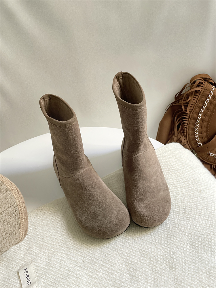Genuine Leather Retro Martin Short Boots 2024 Winter Ankle Boots Korean Style Pull-On Boots - Image 3