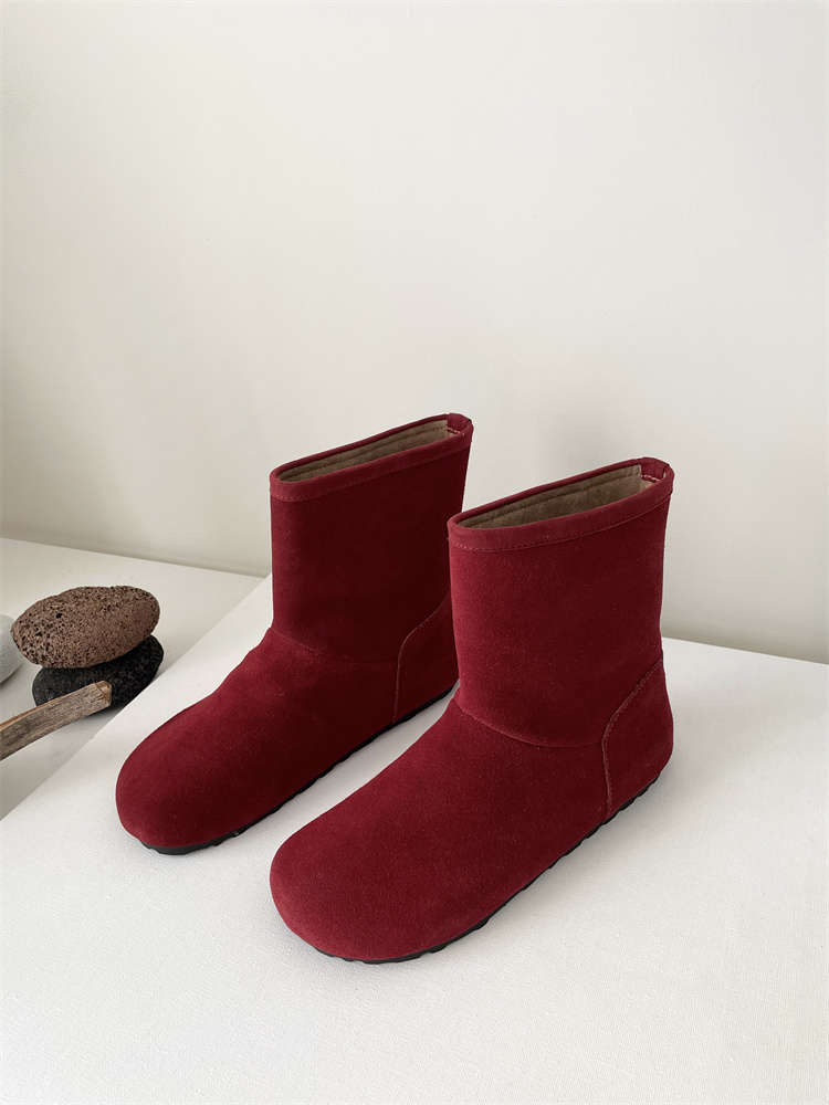 Genuine Leather Retro Martin Short Boots 2024 Winter Ankle Boots Korean Style Pull-On Boots - Image 4