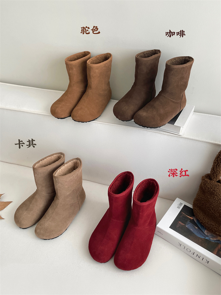 Genuine Leather Chelsea Boots Retro Martin Boots Women 2024 Winter New Korean Style Sleeve Ankle Boots