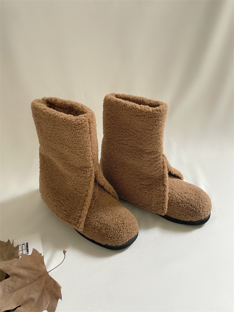 New Winter Women's Faux Fur Ankle Boots Round Toe Low Heel Slip-On Snow Boots Warm Casual Short Boots - Image 2