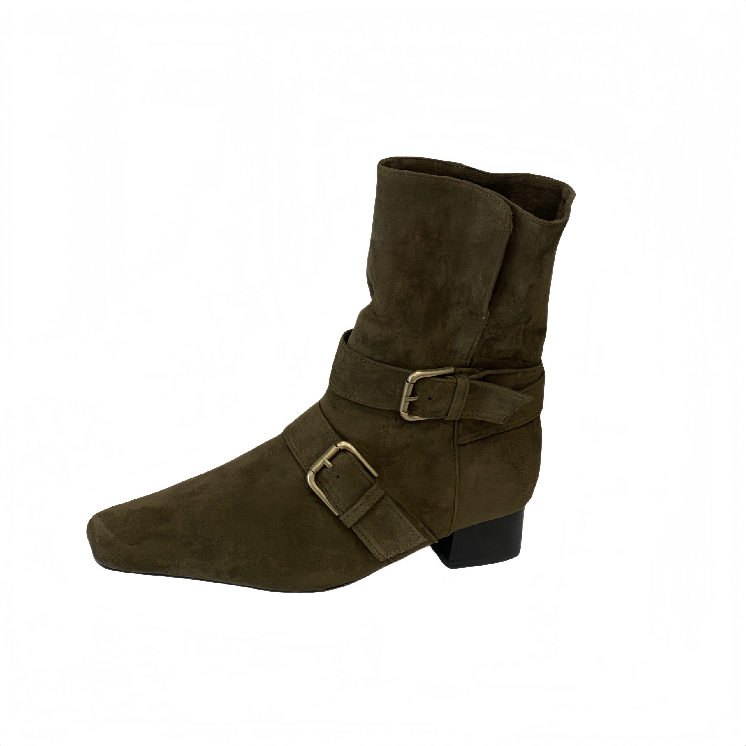 2025 Korean Style Retro French Short Boots Square Toe Suede Mid Calf Women's Boots - Image 5