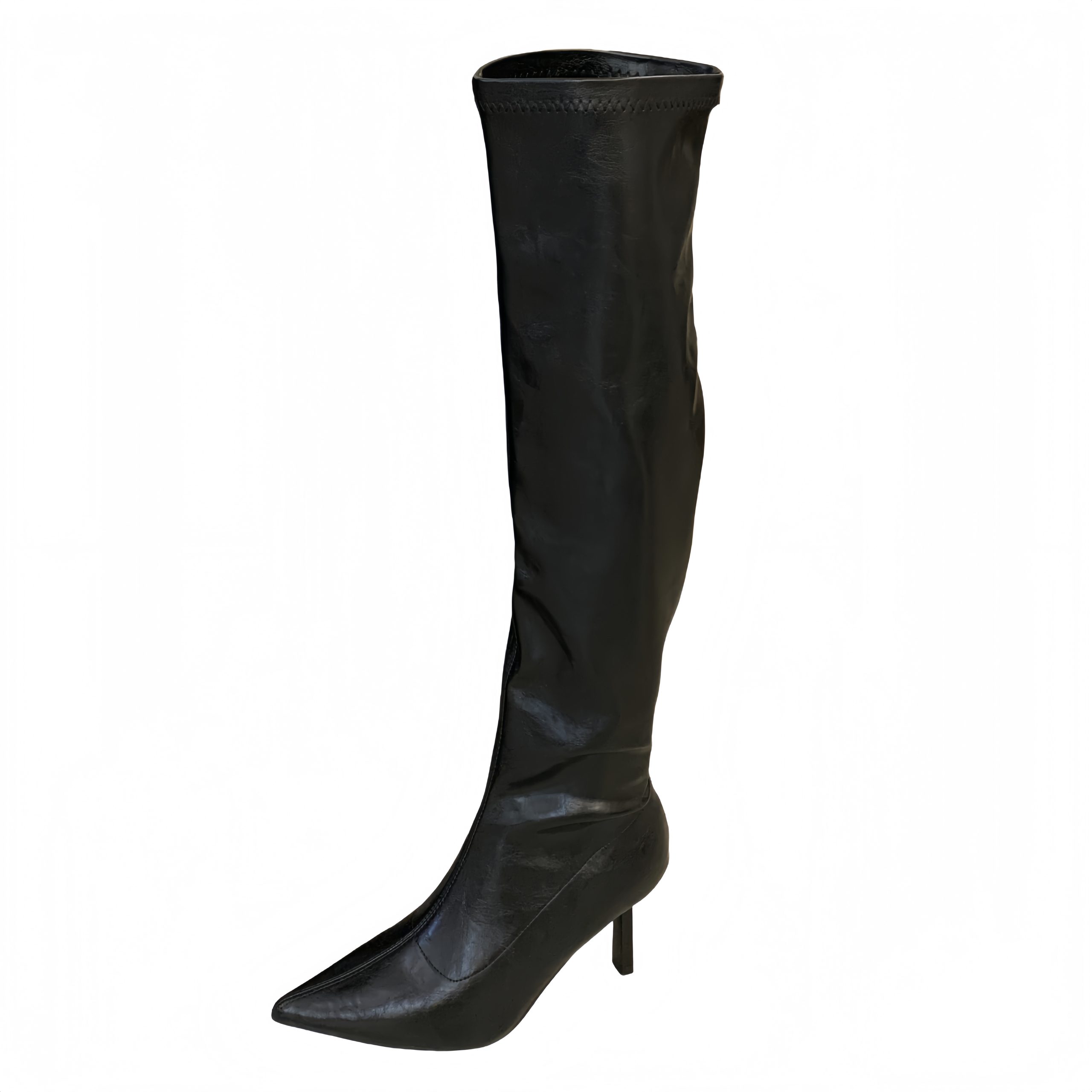 Brown High Heel Over Knee Stacked Long Boots Women 2025 New Autumn Winter Pointed Toe Slim Fit Knight Boots - Image 5